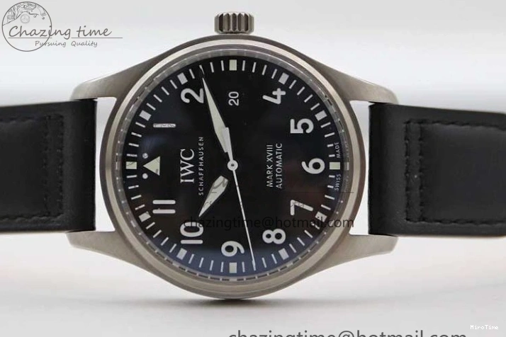 MIROTIME 0311 Vibrant Mark XVIII IW327001 SS M+F 1:1 Best Edition Black Dial on Black Leather Strap A 7055